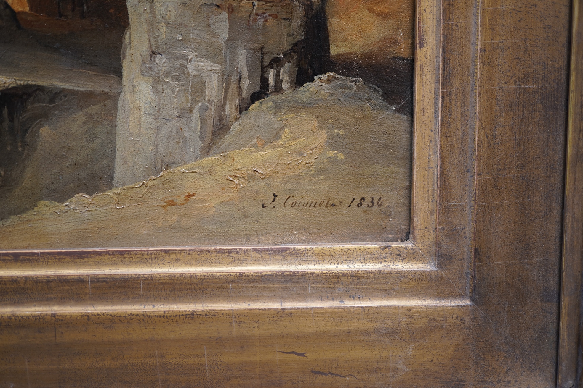 Jules Coignet, French (1798-1860), Cavernous landscape